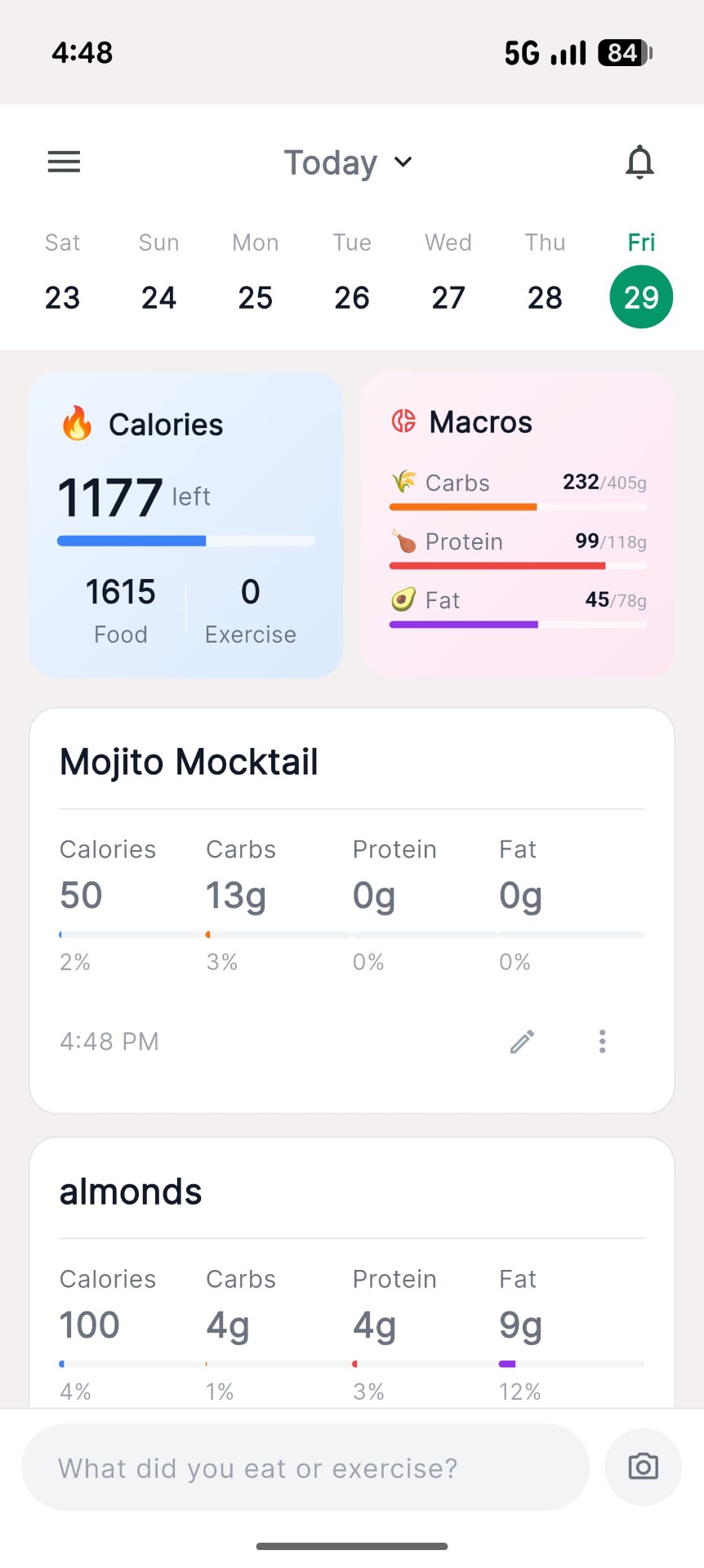 MyFitnessCal food diary